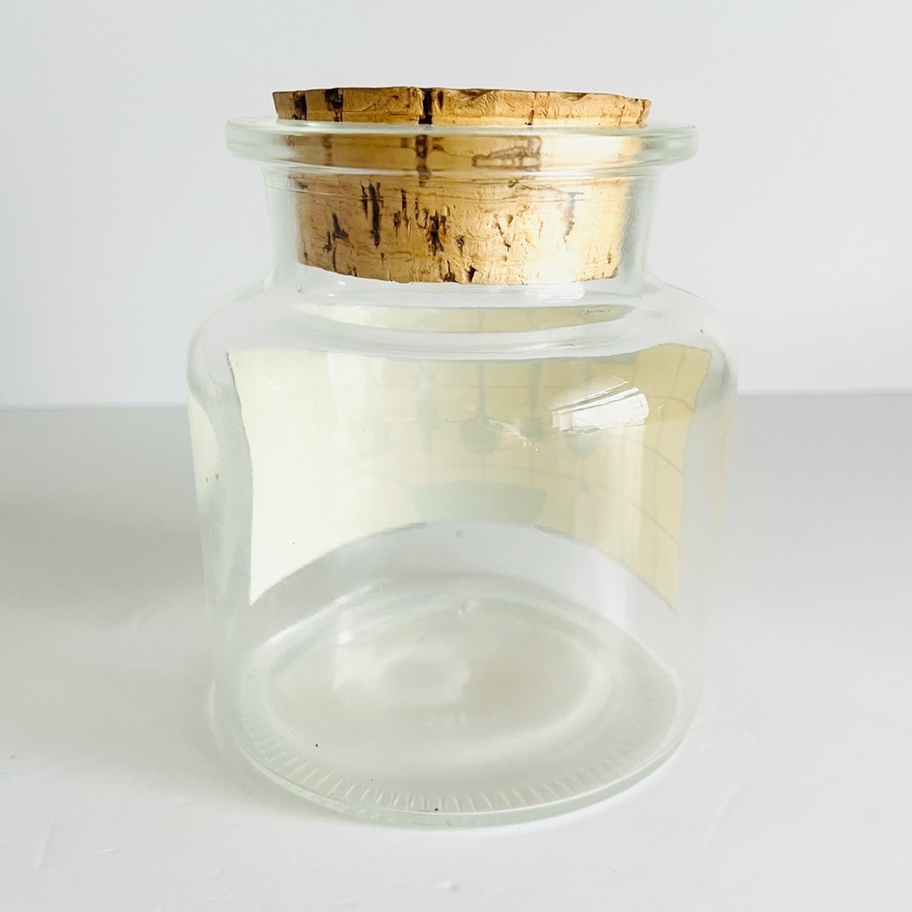 Vintage French Glass Kitchen Canisters w/ Cork Lids Retro Pantry Jars Set of 2 - Picture 8 of 10